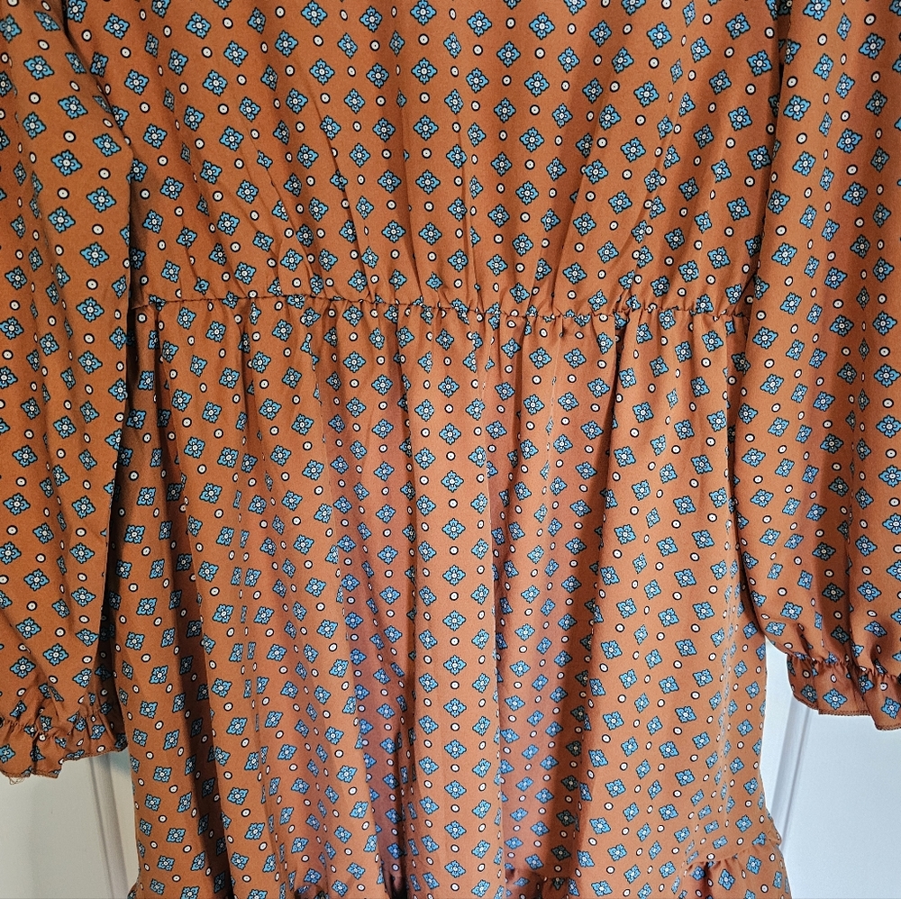 SHEIN Orange Geometric V-Neck Dress Women's Sz 1XL - Picture 6 of 15